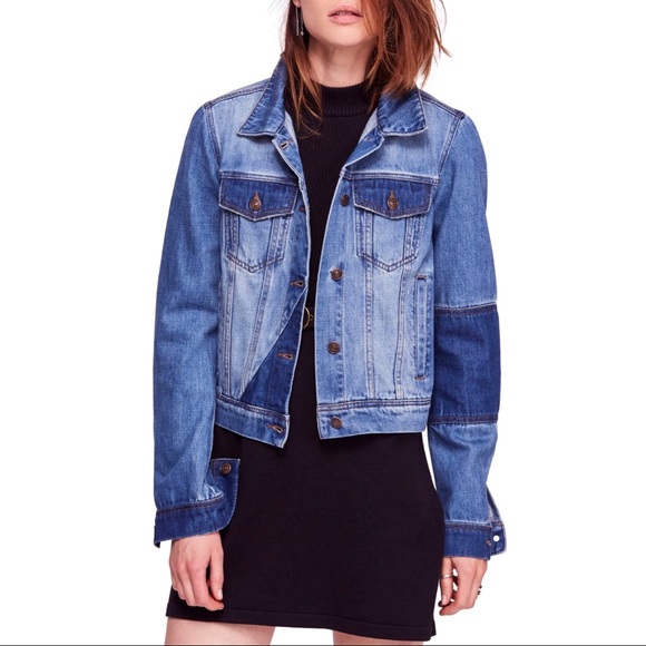 🔖New L FREE PEOPLE Rumors Denim Jacket Indigo - Picture 2 of 14